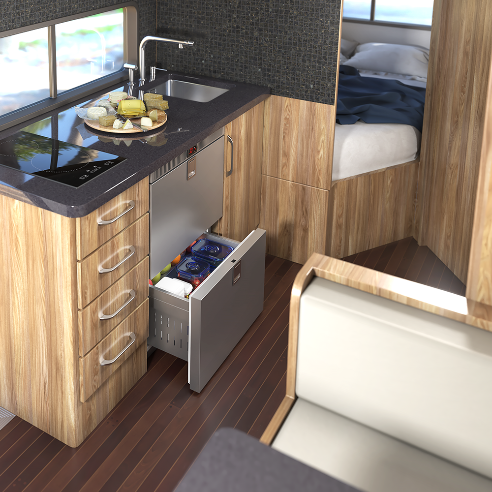 Gaveta Refrigerada Motorhome 150 Litros Inox 12v 24v Aberta Camper